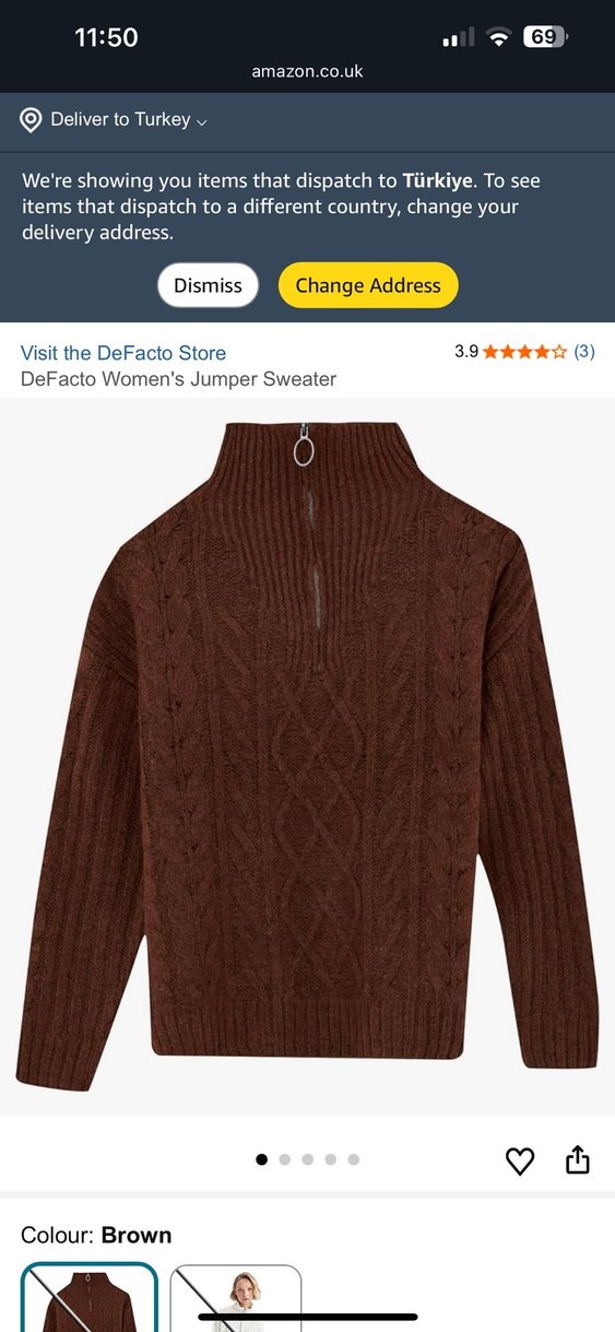 DeFacto Kadın Kahverengi Yarım Fermuarlı Kazak - Görsel 5