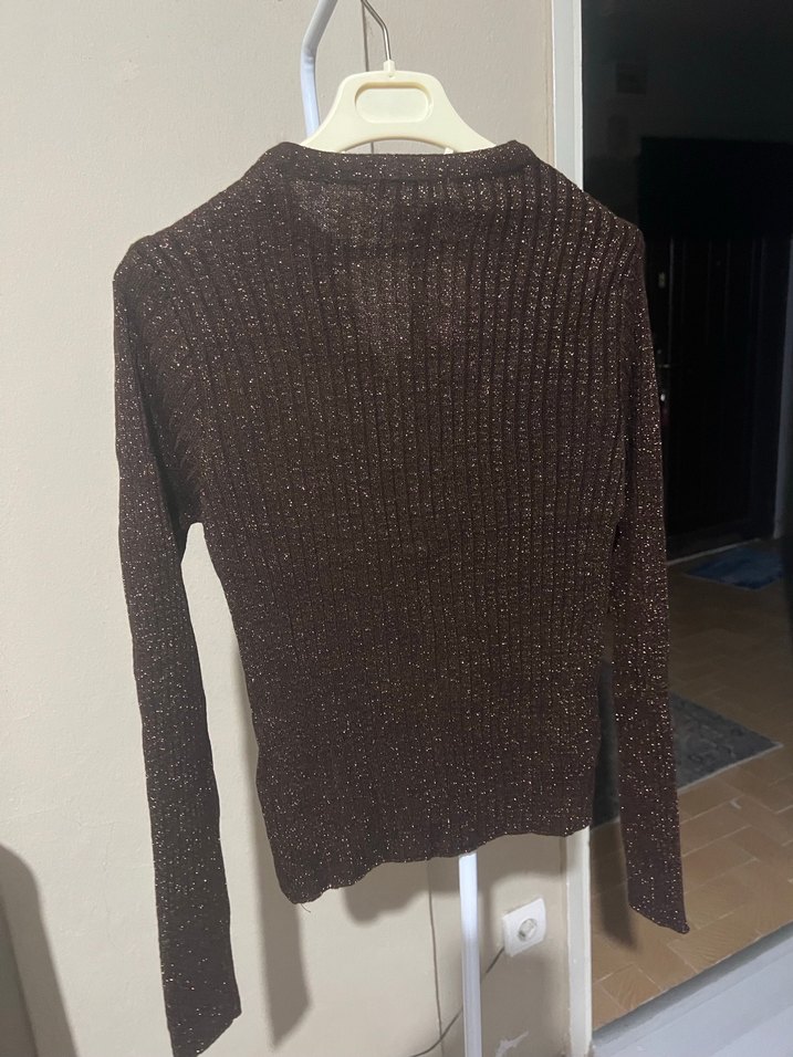 Melis Ağazat for koton Kadın Kahverengi Örgü Triko Kazak - Görsel 3