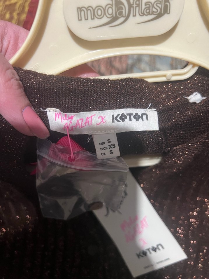 Melis Ağazat for koton Kadın Kahverengi Örgü Triko Kazak - Görsel 4