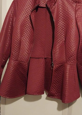 KADIN DERİ GÖRÜNÜMLÜ CEKET - Görsel 4