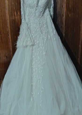 Uzun Kollu Straplez Prenses Gelinlik - Görsel 10