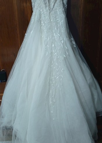 Uzun Kollu Straplez Prenses Gelinlik - Görsel 4