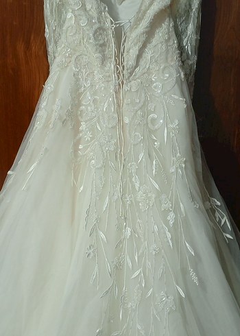 Uzun Kollu Straplez Prenses Gelinlik - Görsel 3