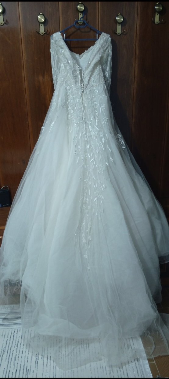 Uzun Kollu Straplez Prenses Gelinlik - Görsel 4