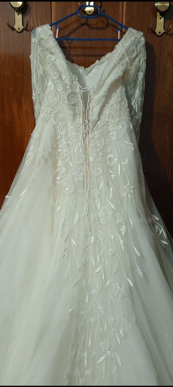 Uzun Kollu Straplez Prenses Gelinlik - Görsel 3