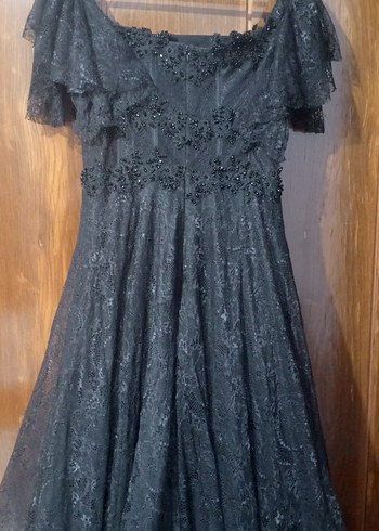 Siyah Nakışlı Uzun Gotik Abiye Elbise söz nişan için uygun - Görsel 5