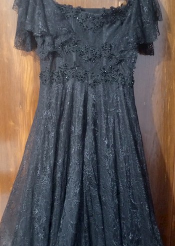 Siyah Nakışlı Uzun Gotik Abiye Elbise söz nişan için uygun - Görsel 4