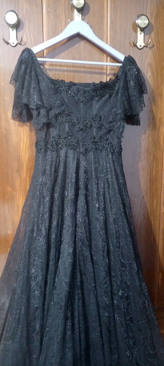 Siyah Nakışlı Uzun Gotik Abiye Elbise söz nişan için uygun - Görsel 5