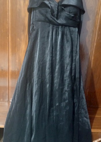 Siyah Straplez Gotik Uzun Abiye Elbise - Görsel 3