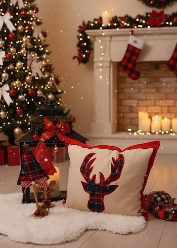 Kırmızı Bohem Desenli Dekoratif Yastık - Görsel 2