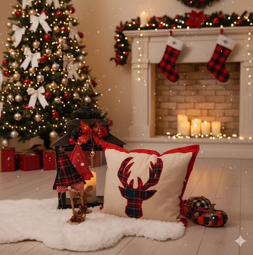 Kırmızı Bohem Desenli Dekoratif Yastık - Görsel 2