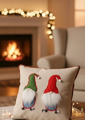 Nakışlı Bohem Tarzı Beyaz Yastık Kılıfı - Görsel 2