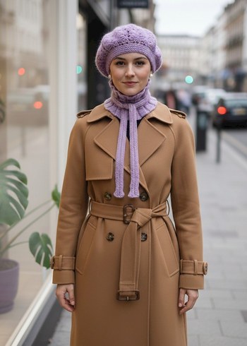 Bohem Mor Örgü Kadın Bere - Görsel 4