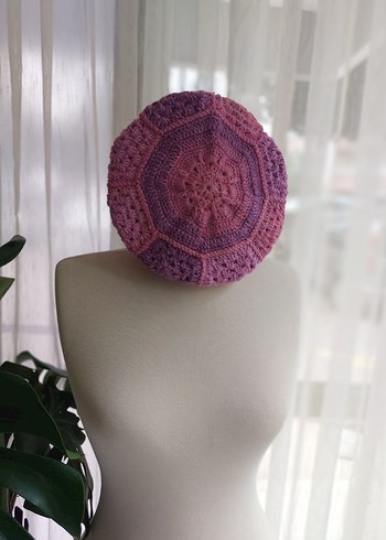 Bohem Mor Örgü Kadın Bere - Görsel 9