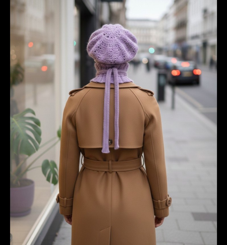 Bohem Mor Örgü Kadın Bere - Görsel 3