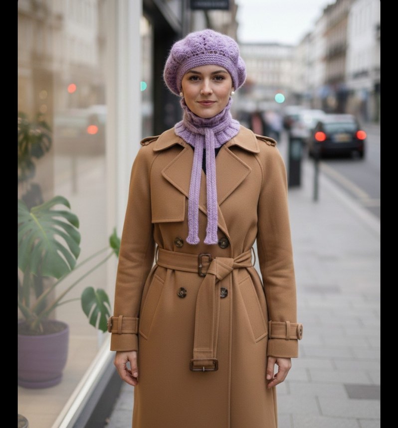 Bohem Mor Örgü Kadın Bere - Görsel 4