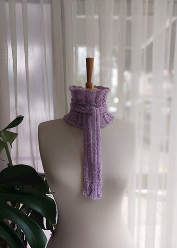 Örgü Bohem Mor Kadın Şal - Görsel 2