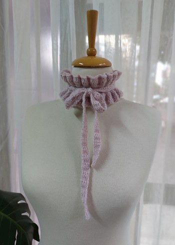 Bej Fırfırlı Örgü Kadın Boyunluk - Görsel 4