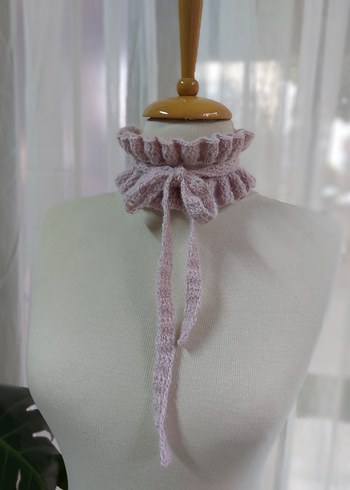 Bej Fırfırlı Örgü Kadın Boyunluk - Görsel 5