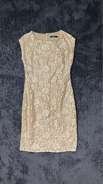 Miss Proto Gold dantelli elbise