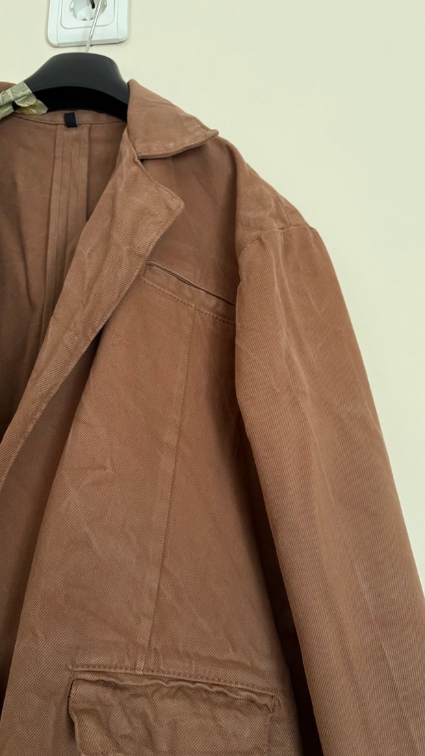 kiremit renginde Düğmeli Kadın Blazer Ceket - Görsel 2