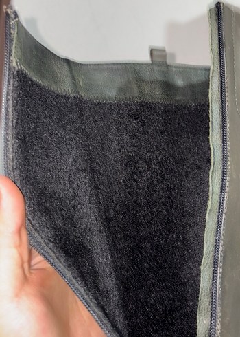 Kadın Haki Deri Topuklu Çizme - Görsel 5