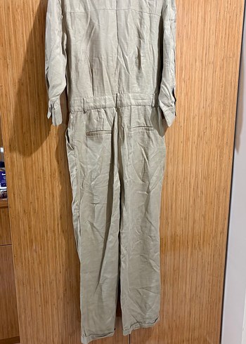 Bej Düğmeli Kadın Yumuşak kumaş tulum - Görsel 6