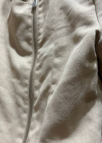 Bej Süet Fermuarlı Kadın Ceket - Görsel 3