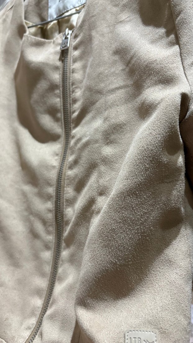 Bej Süet Fermuarlı Kadın Ceket - Görsel 3