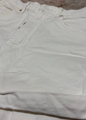 Kadın Beyaz Mini Denim Şort - Görsel 2