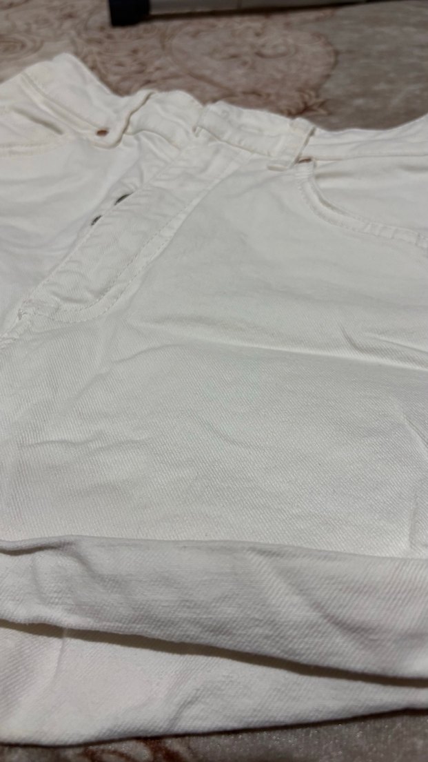 Kadın Beyaz Mini Denim Şort - Görsel 2