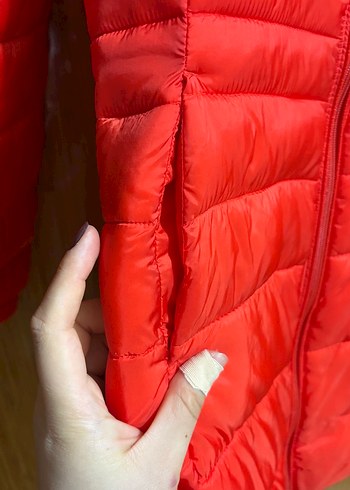 Kırmızı Fermuarlı Kadın Kışlık Mont - Görsel 3