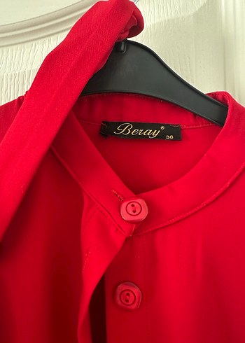 Uzun Kırmızı Kadın Street Wear Elbise - Görsel 4