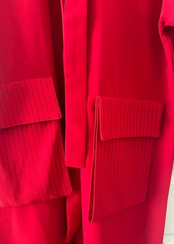 Uzun Kırmızı Kadın Street Wear Elbise - Görsel 3