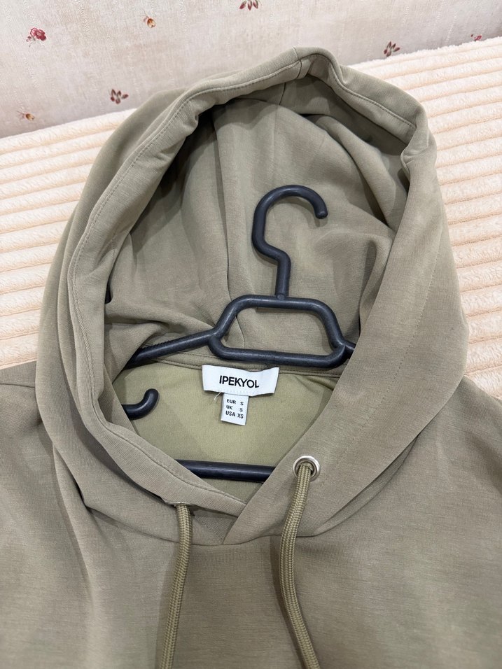 İPEKYOL Haki renk kapüşonlu sweatshirt - Görsel 2