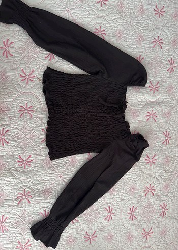 Uzun Kollu Straplez Siyah Gotik Bluz
