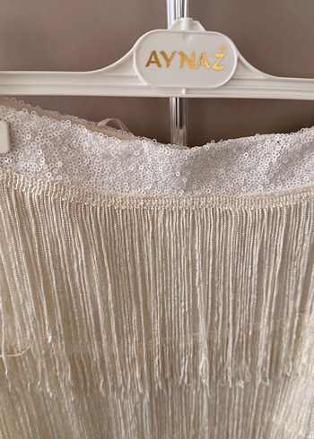 Püsküllü Beyaz Mini Bohem Etek - Görsel 2