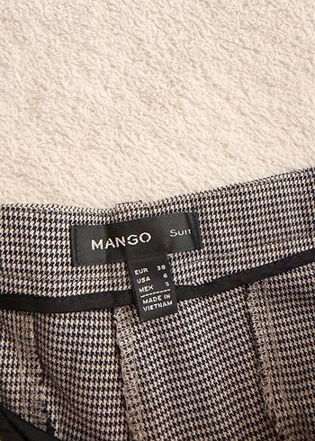 Gri kaz ayağı desenli 
Düğmeli Kadın Kumaş Pantolon - Görsel 5