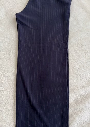 Kadın Lacivert çizgili Pilili Kumaş Pantolon - Görsel 7