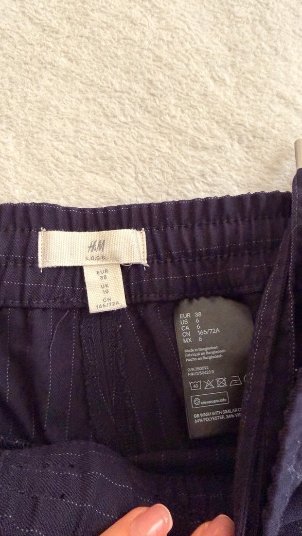 Kadın Lacivert çizgili Pilili Kumaş Pantolon - Görsel 4