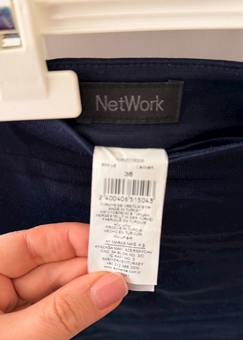 Lacivert Midi  Keten Drapeli Etek - Görsel 2