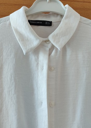 Beyaz Keten Kadın Gömlek - Görsel 2