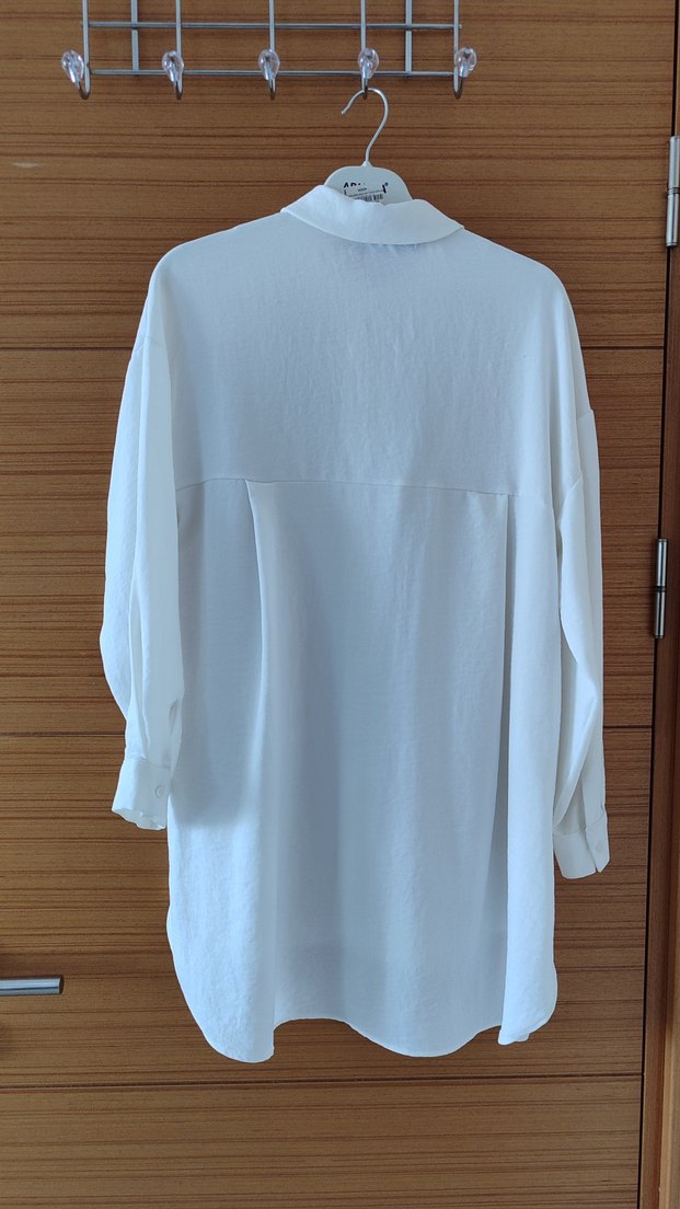 Beyaz Keten Kadın Gömlek - Görsel 4