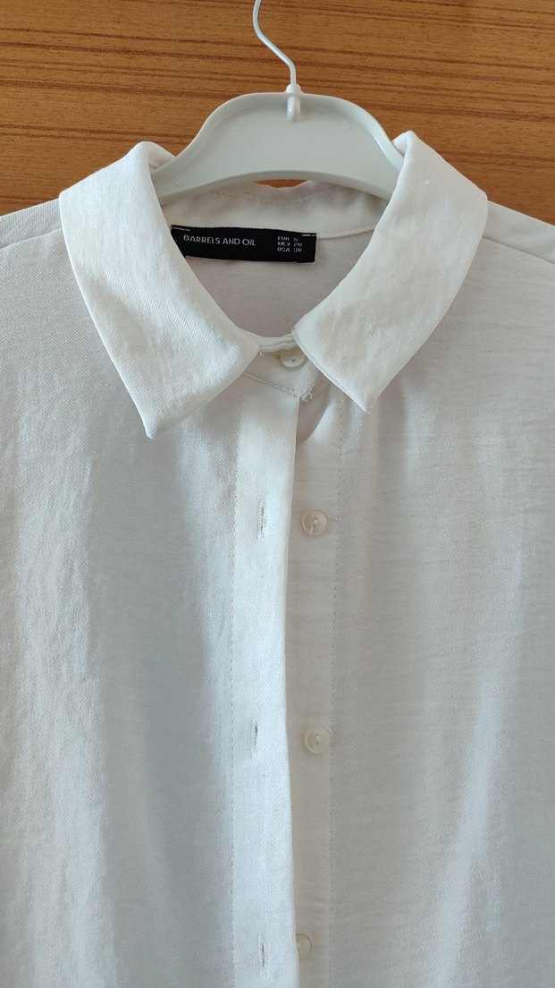 Beyaz Keten Kadın Gömlek - Görsel 2