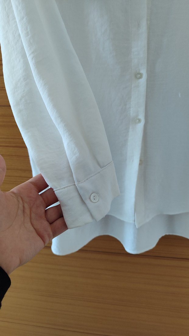 Beyaz Keten Kadın Gömlek - Görsel 3