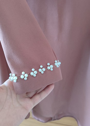 Boncuk İşlemeli Uzun Kollu Bej 2 li takım - Görsel 3