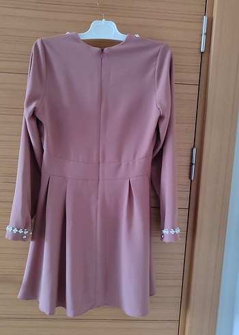 Boncuk İşlemeli Uzun Kollu Bej 2 li takım - Görsel 4