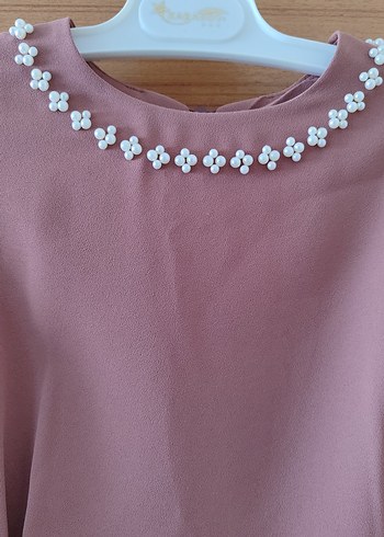 Boncuk İşlemeli Uzun Kollu Bej 2 li takım - Görsel 2