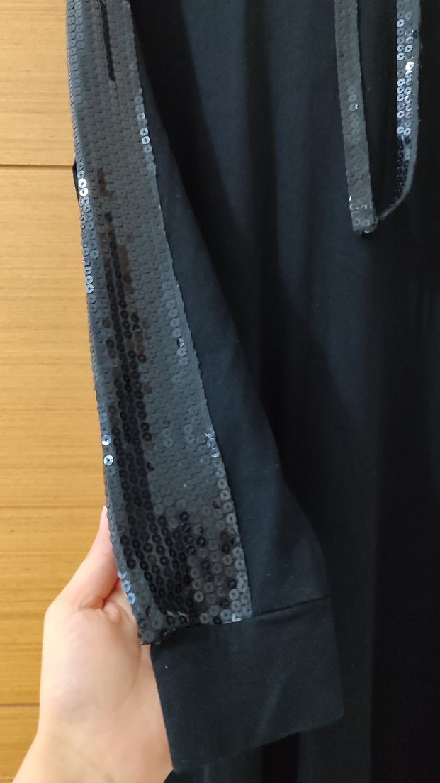 Siyah Uzun Kollu kapşonlu  Salaş Tunik - Görsel 3