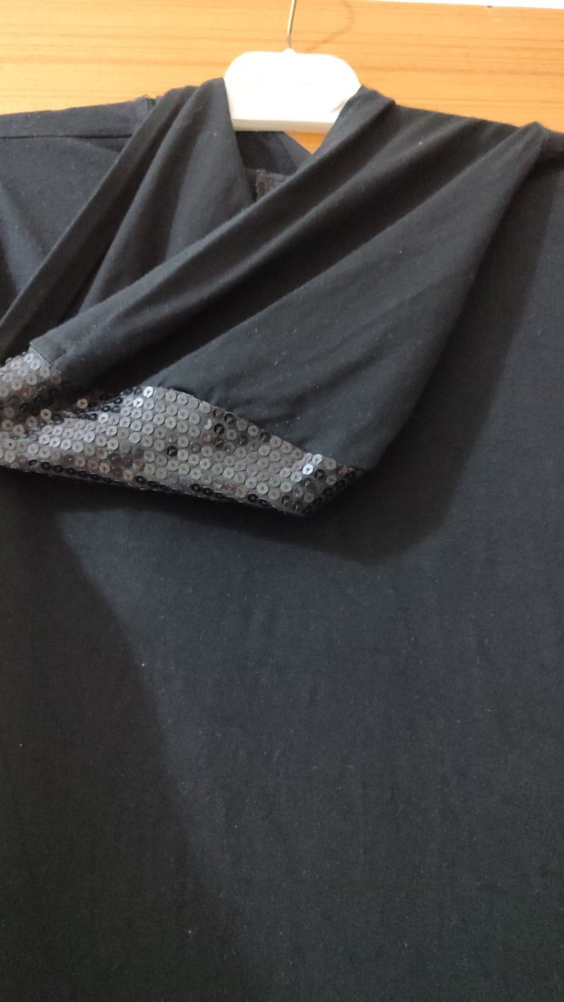 Siyah Uzun Kollu kapşonlu  Salaş Tunik - Görsel 5